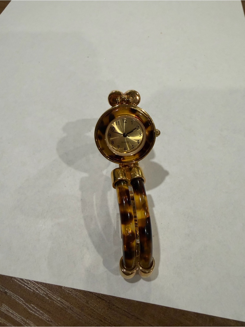 Gold-Tone Tortoiseshell Bangle Watch